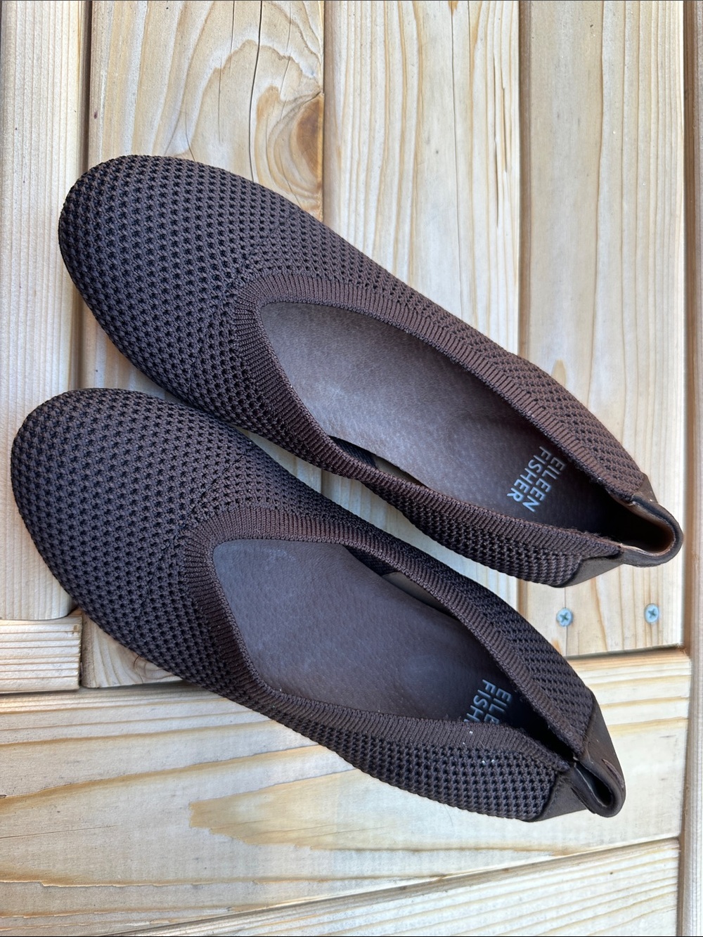 Eileen Fisher Heaven Stretch Knit Wedge Ballet Flat size 5 chocolate